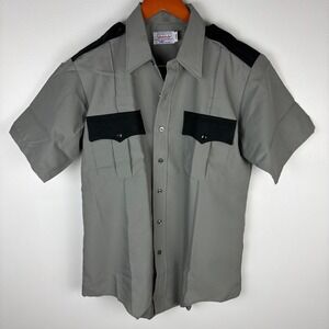 Conqueror 1776 Mens Gray Work Shirt Large Permanent Press Union‎ Made USA